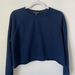 Timing Navy Blue Crew Neck Crop Sweater